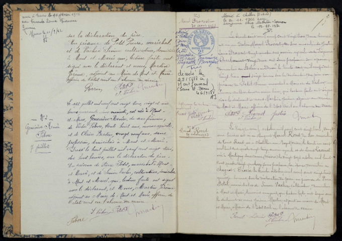 Mont-et-Marré : actes d'état civil.