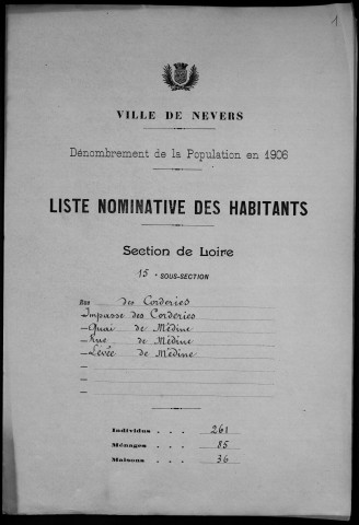 Nevers, Section de Loire, 15e sous-section : recensement de 1906