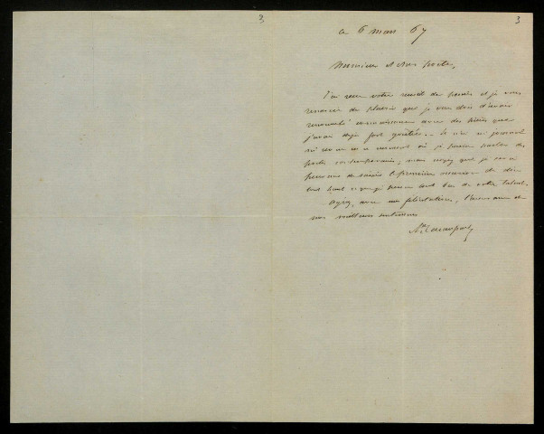 LACAUSSADE (Auguste), poète et bibliothécaire du Sénat (1815-1897) : 3 lettres.