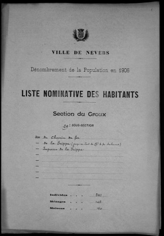 Nevers, Section du Croux, 29e sous-section : recensement de 1906