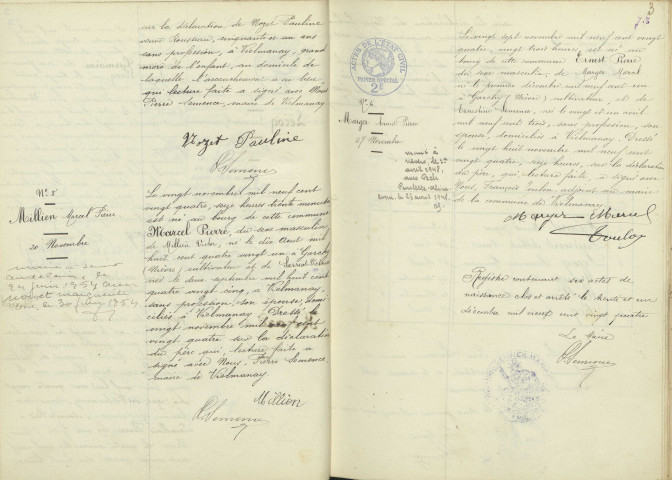 Vielmanay : actes d'état civil.