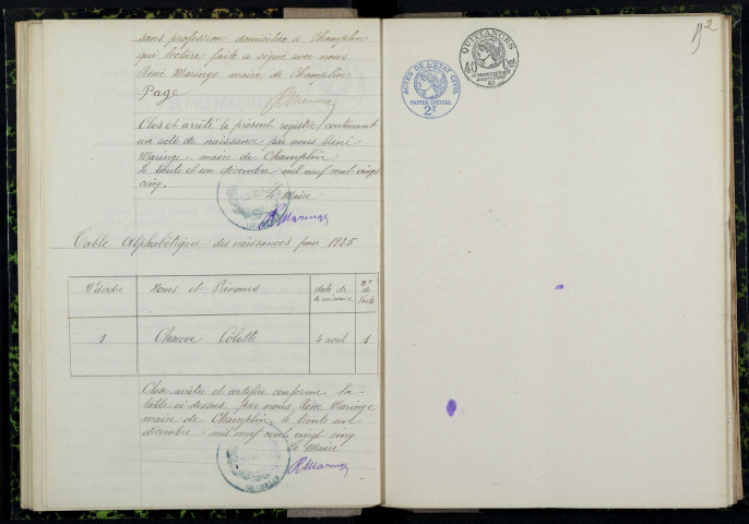 Champlin : actes d'état civil.