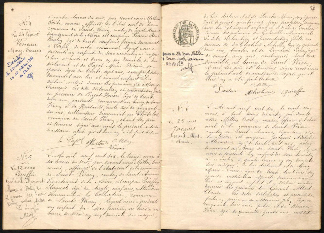 Saint-Vérain : actes d'état civil.