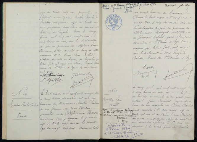 Saint-Benin-d'Azy : actes d'état civil (naissances).