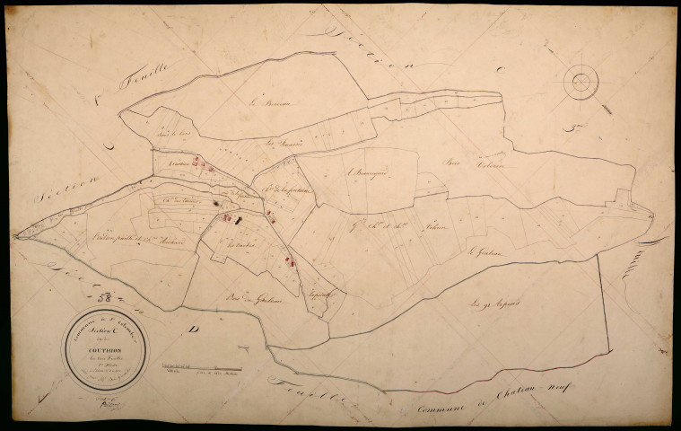 Sainte-Colombe-des-Bois, cadastre ancien : plan parcellaire de la section C dite de Couthion, feuille 2