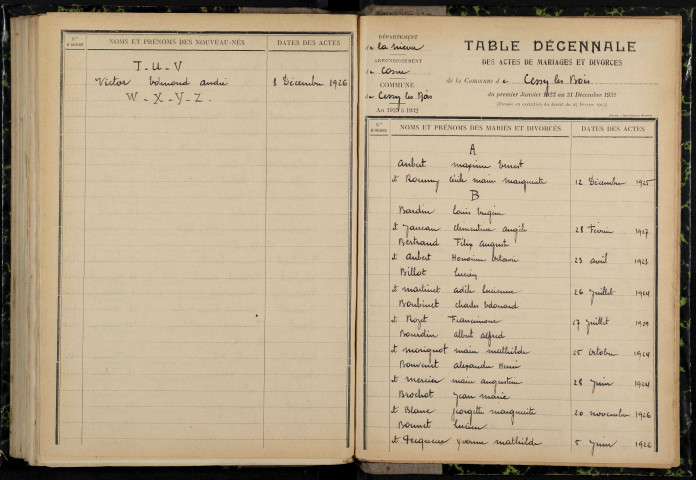 Cessy-les-Bois : table décennale.