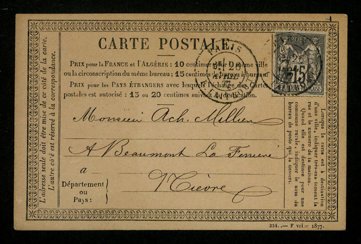 MARTHELOT (C.), imprimeur à Paris : 1 lettre.