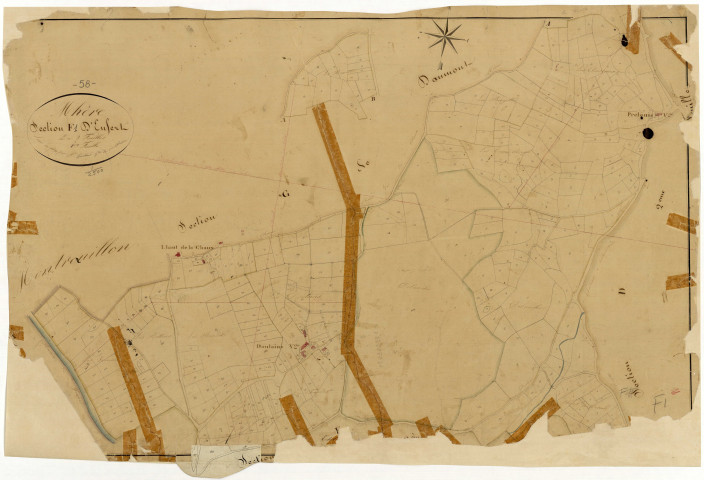 Mhère, cadastre ancien : plan parcellaire de la section F dite d'Enfert, feuille 1