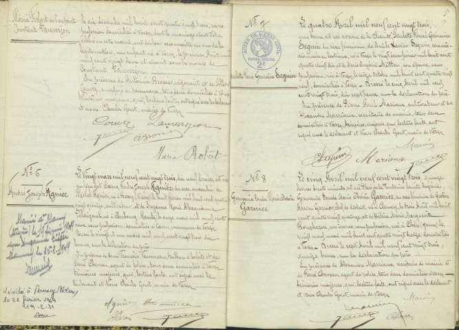 Varzy : actes d'état civil.