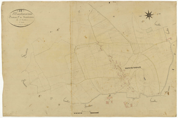 Montenoison, cadastre ancien : plan parcellaire de la section C dite de Montenoison, feuille 1