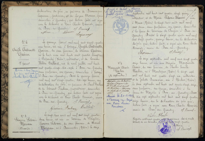 Dun-sur-Grandry : actes d'état civil.