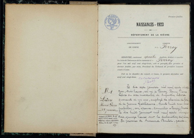 Perroy : actes d'état civil.