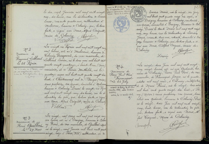 Colméry : actes d'état civil.