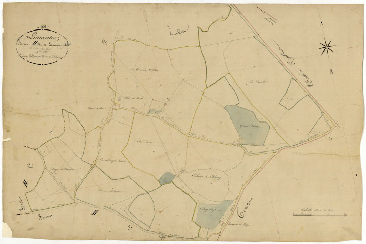 Limanton, cadastre ancien : plan parcellaire de la section H dite de Limanton, feuille 4