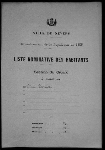 Nevers, Section du Croux, 4e sous-section : recensement de 1906