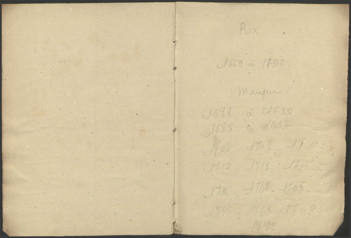 Rix : registres paroissiaux.