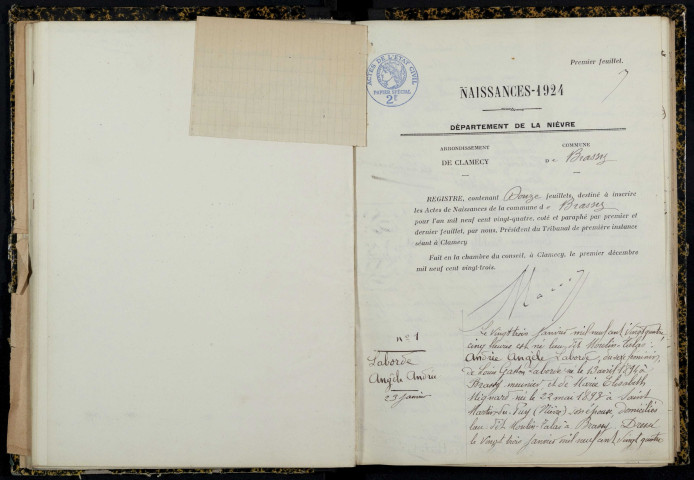 Brassy : actes d'état civil.