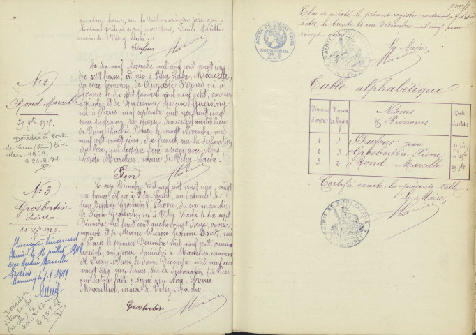 Vitry-Laché : actes d'état civil.