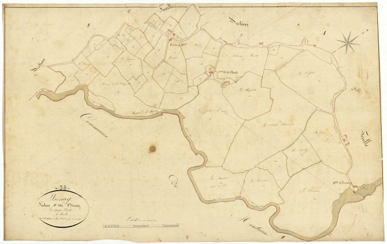 Isenay, cadastre ancien : plan parcellaire de la section B dite d'Isenay, feuille 4