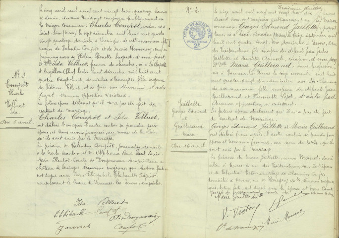 Varennes-lès-Nevers : actes d'état civil (mariages).