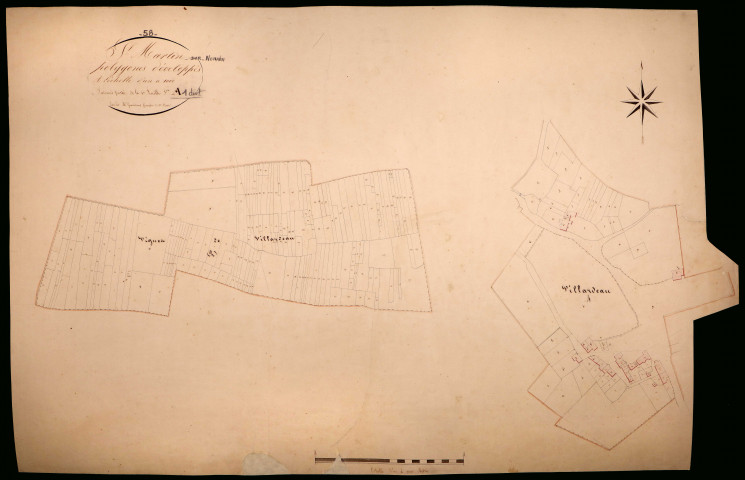 Saint-Martin-sur-Nohain, cadastre ancien : plan parcellaire de la section A dite de Villiers, feuille 1, développement
