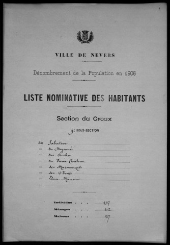 Nevers, Section du Croux, 9e sous-section : recensement de 1906