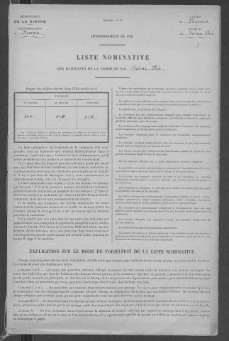 Saint-Éloi : recensement de 1921