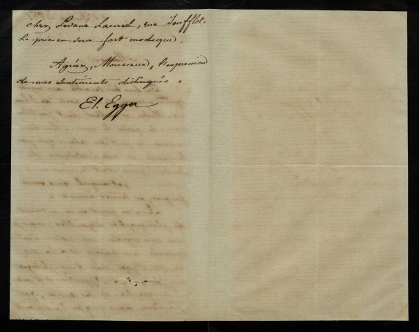 EGGER (Élisabeth), épouse d'Émile Egger : 1 lettre.