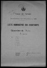 Nevers, Quartier de Nièvre, 8e section : recensement de 1926