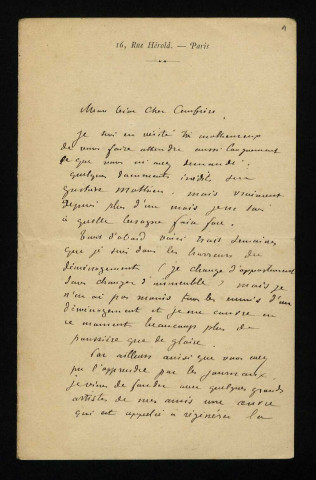 CHEBROUX (Ernest), chansonnier à Paris (né en 1840) : 2 lettres.