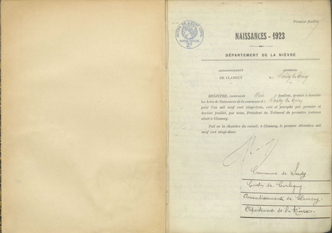 Sardy-lès-Épiry : actes d'état civil.