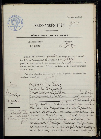 Giry : actes d'état civil.