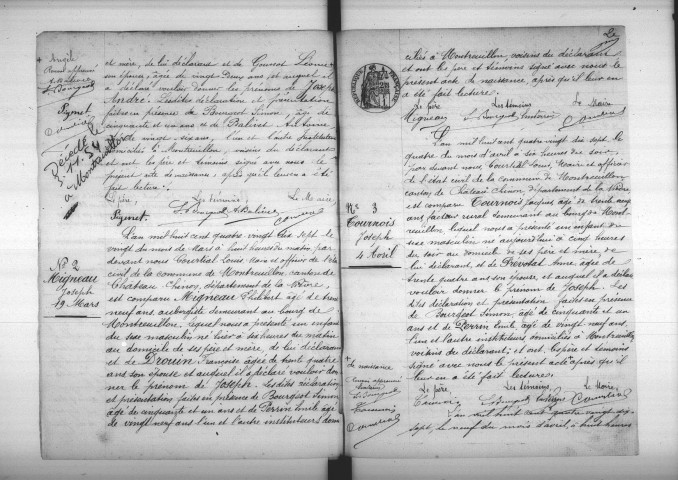 Montreuillon : actes d'état civil.