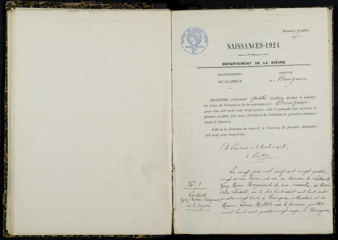 Breugnon : actes d'état civil.