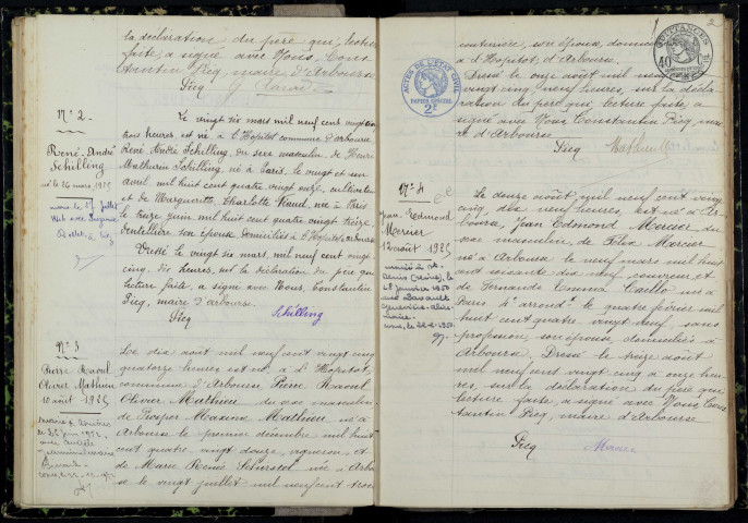 Arbouse : actes d'état civil.