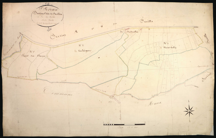 Saint-Péreuse, cadastre ancien : plan parcellaire de la section C dite de Saulières, feuille 1