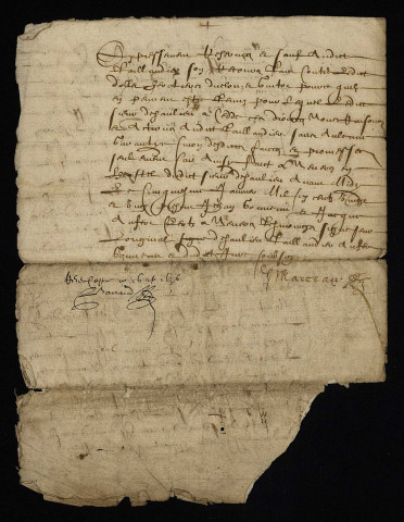 Contentieux. - Moulin de la Villette en la paroisse de Coulanges, amodiation par de Saulieu à Taillandier notaire de Nevers : copie du traité du 5 janvier 1621 compulsé en 1636 (1621).