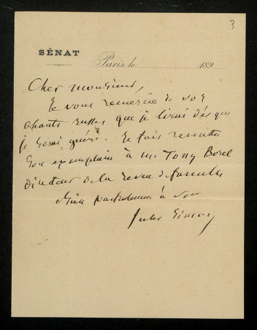 SIMON (Jules), homme politique (1814-1896) : 4 lettres.