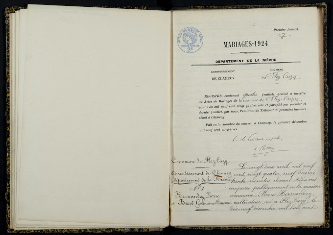 Flez-Cuzy : actes d'état civil.