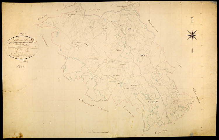 Montigny-en-Morvan, cadastre ancien : tableau d'assemblage