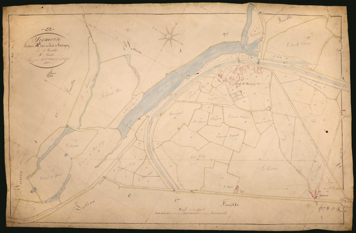 Sermoise-sur-Loire, cadastre ancien : plan parcellaire de la section A dite du Crot de Savigny, feuille 3