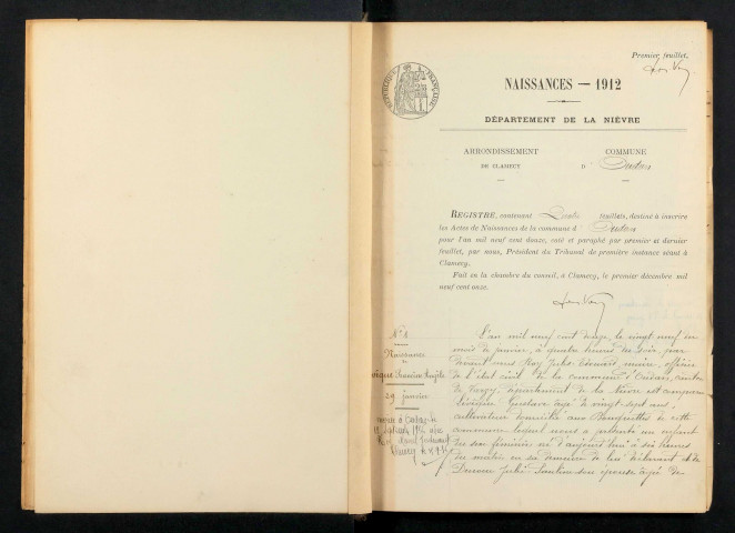 Oudan : actes d'état civil.