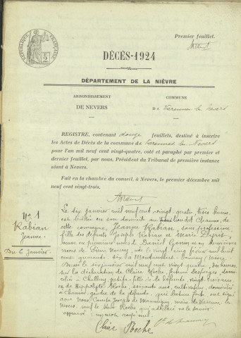 Varennes-lès-Nevers : actes d'état civil (décès).