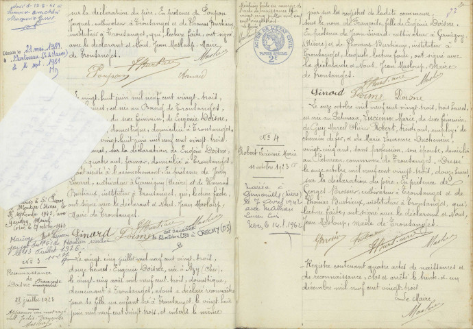 Tronsanges : actes d'état civil.