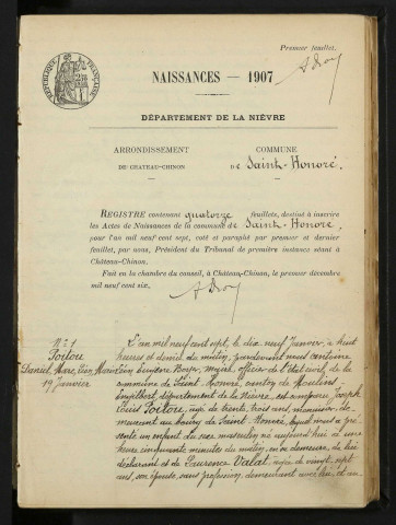 Saint-Honoré-les-Bains : actes d'état civil.