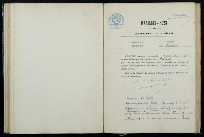 Béard : actes d'état civil.