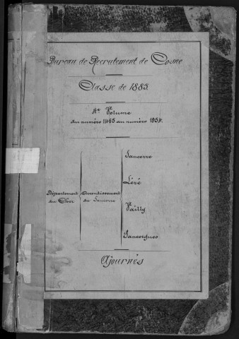 Bureau de Cosne, classe 1885 : fiches matricules n° 1466 à 1954