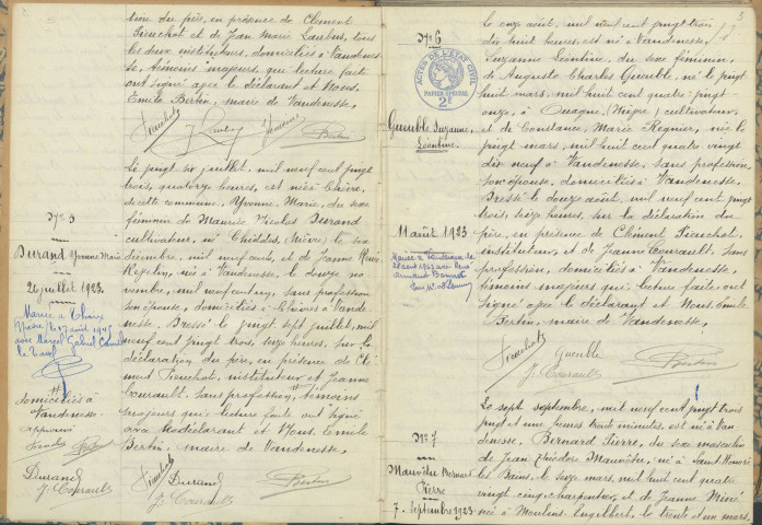 Vandenesse : actes d'état civil.