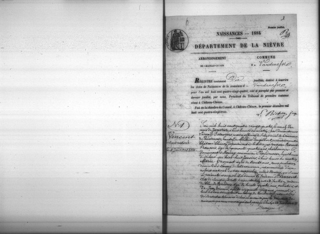 Vandenesse : actes d'état civil.