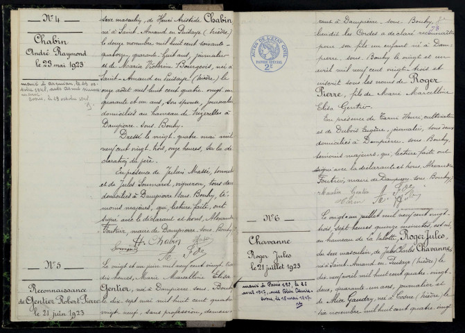 Dampierre-sous-Bouhy : actes d'état civil.